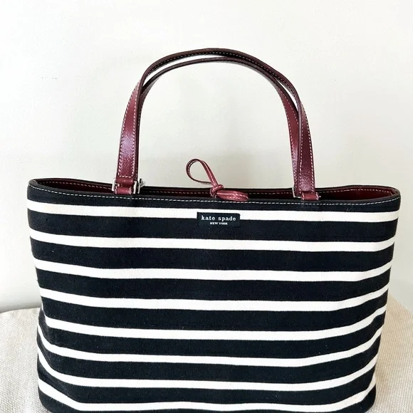 Kate Spade New York Black and White Striped Tote